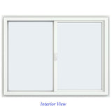 JELD-WEN FiniShield V-4500 47-1/2-in x 35-1/2-in x 3-in Jamb Left-Operable Black Exterior/White Interior Vinyl Sliding Window, Full Screen Included