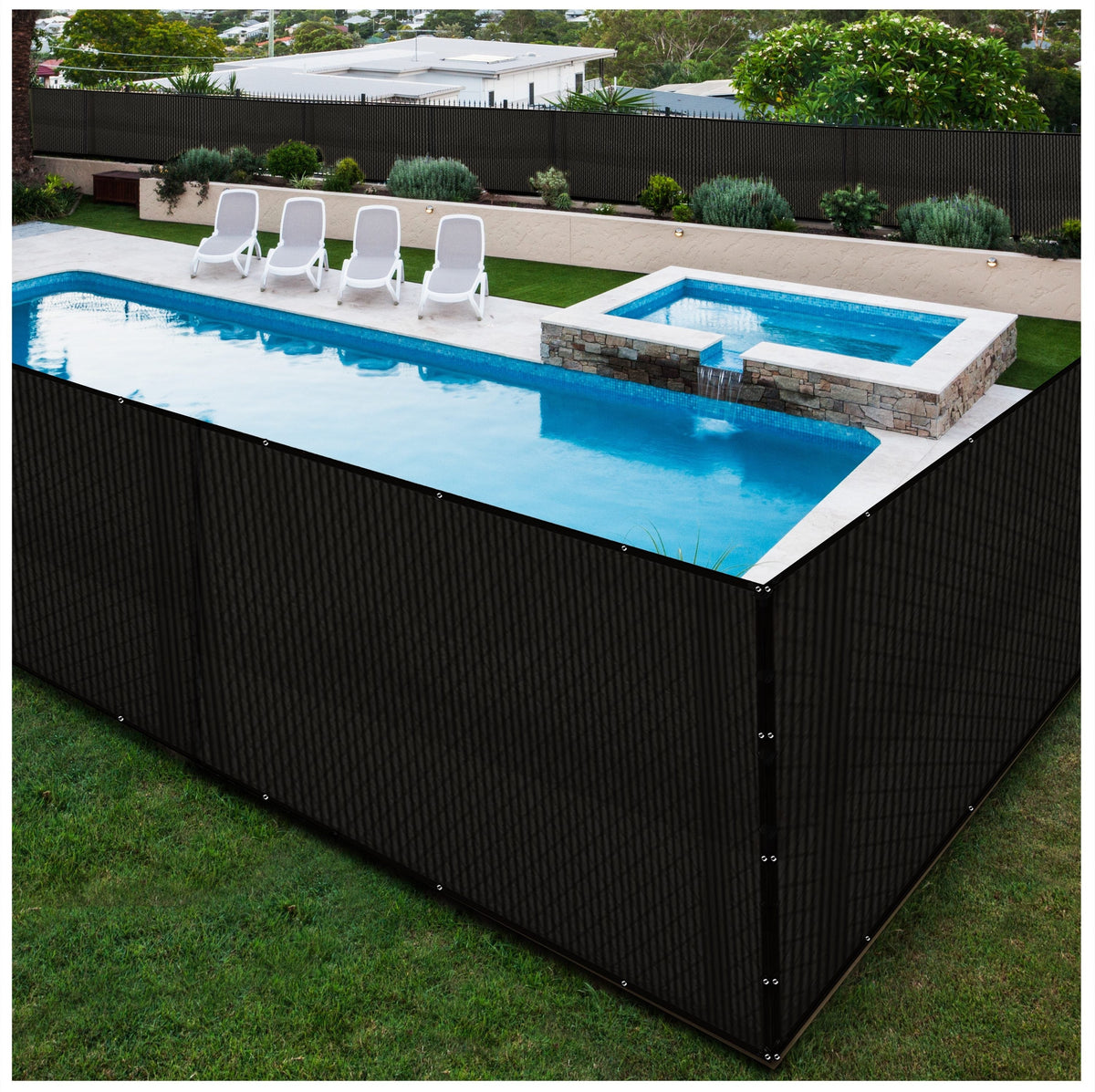BOEN 6-ft H x 15-ft W Black Polyethelene Chain Link Fence Screen