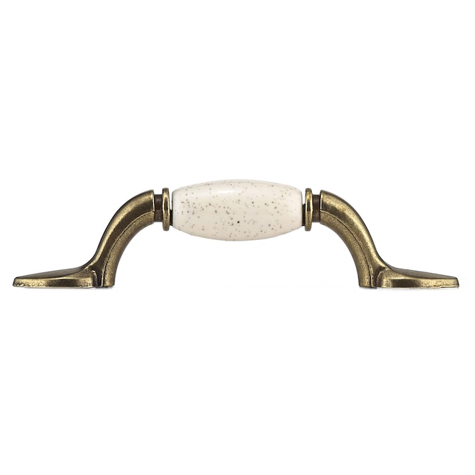 Richelieu 3-in (76mm) Center to Center Oatmeal and Burnished Brass Arch Handle Drawer Pull