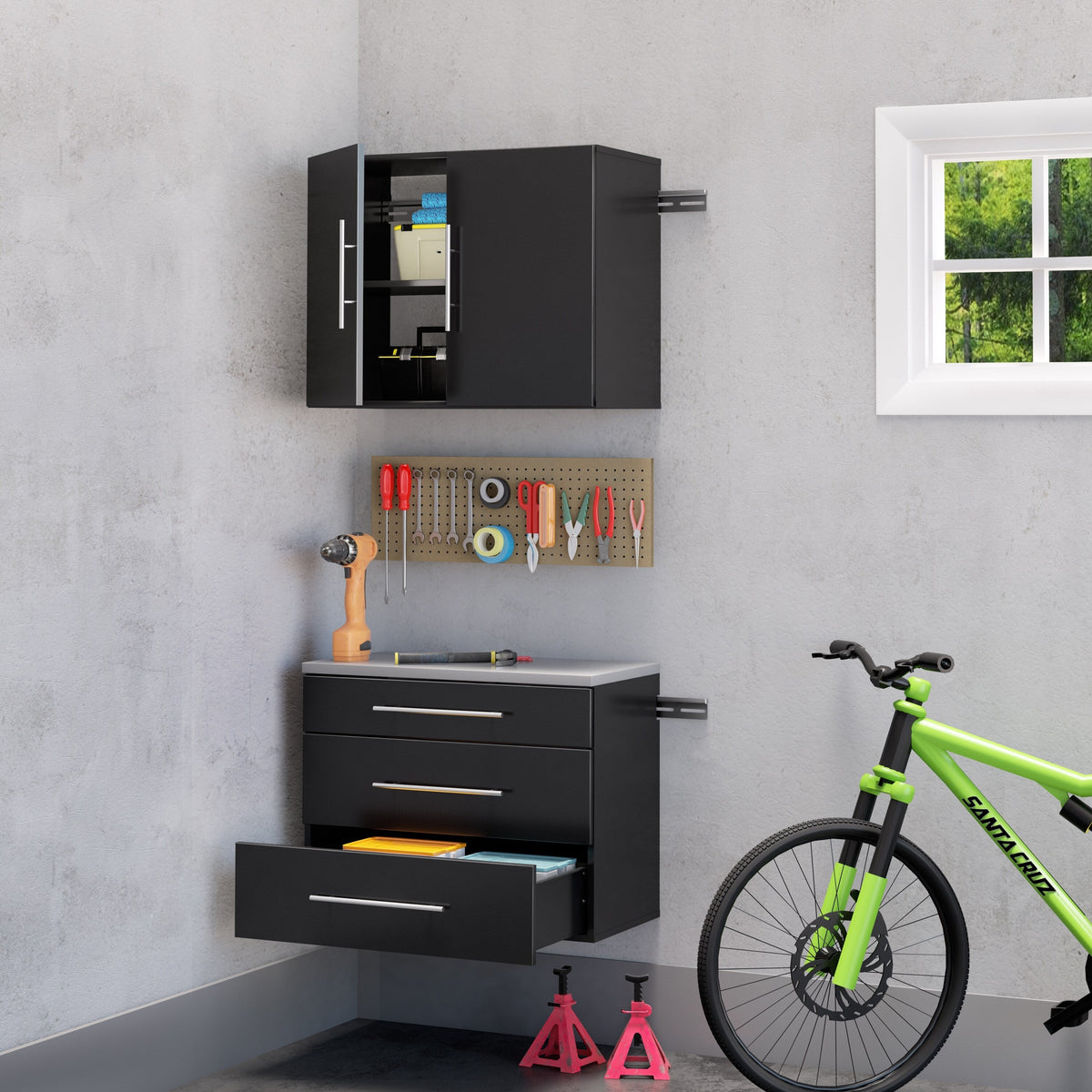 Prepac HangUps 30-in W x 72-in H Wood Composite Black Wall-mount Utility Storage Cabinet