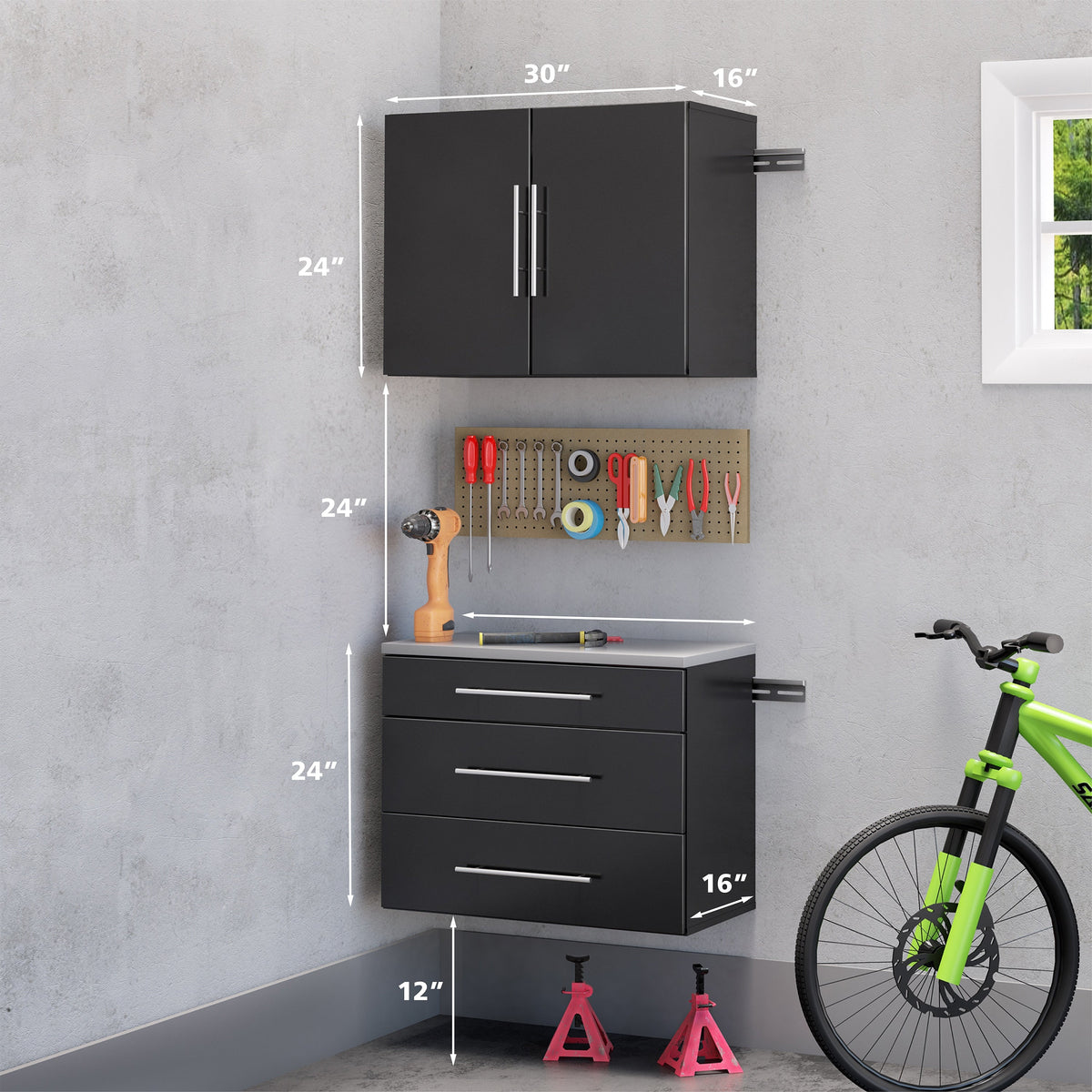 Prepac HangUps 30-in W x 72-in H Wood Composite Black Wall-mount Utility Storage Cabinet