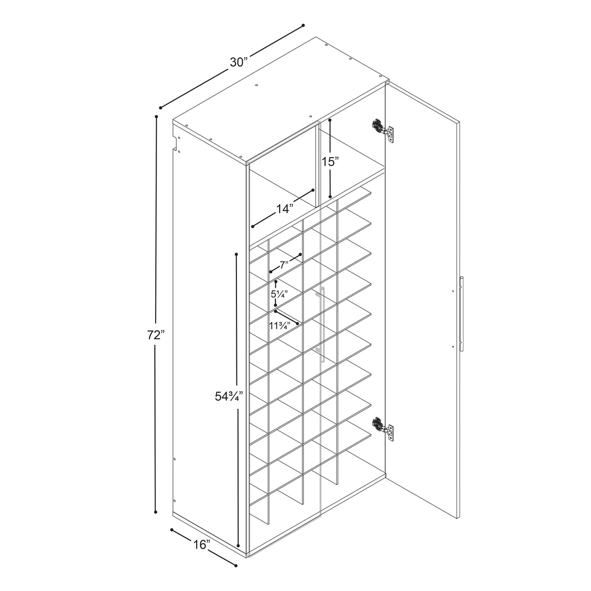 Prepac HangUps 30-in W x 72-in H Wood Composite Black Wall-mount Utility Storage Cabinet