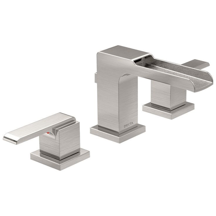 Delta Ara Stainless 2-handle 4-in Centerset WaterSense Bathroom Sink Faucet with Drain