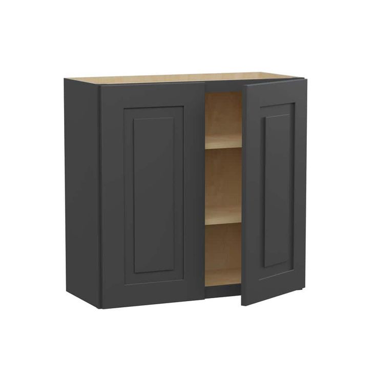 Home Decorators Collection Grayson 30 in. W x 12 in. D x 30 in. H Assembled Plywood Wall Kitchen Cabinet in Deep Onyx with Soft Close