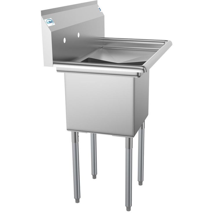 Freestanding Stainless Steel 33 in. 2-Hole Single Bowl Commercial Kitchen Sink