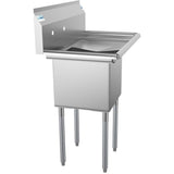 Freestanding Stainless Steel 33 in. 2-Hole Single Bowl Commercial Kitchen Sink