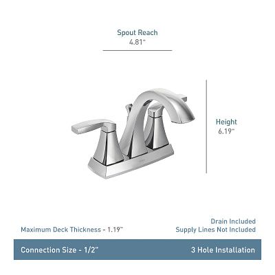 Moen Voss Brushed Nickel 2-handle 4-in Centerset WaterSense Bathroom Sink Faucet with Drain