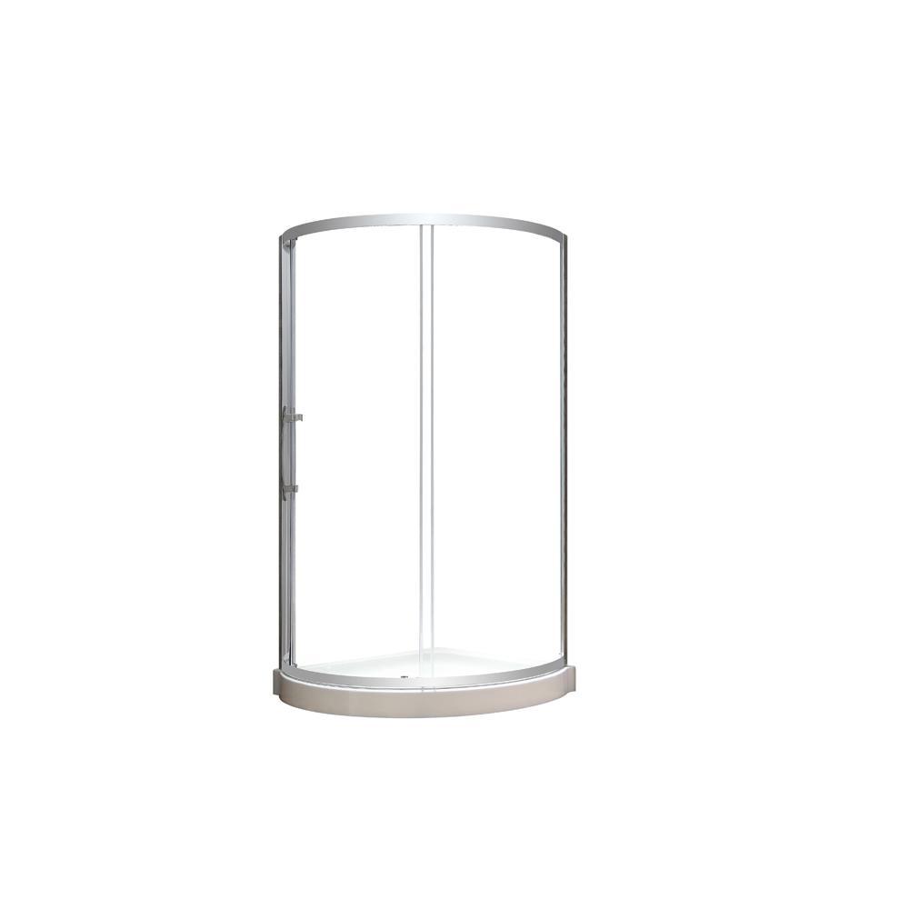 Maia 36 in. x 72.80 in. Semi-Frameless Sliding Corner Shower Door in Chrome with 36 in. x 36 in. Base in White - Super Arbor