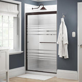 Simplicity 48 in. x 70 in. Semi-Frameless Traditional Sliding Shower Door in Bronze with Niebla Glass - Super Arbor