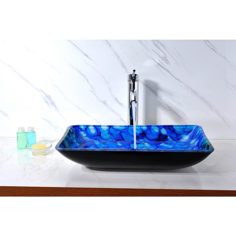 Voce Series Deco-Glass Vessel Sink in Lustrous Blue - Super Arbor