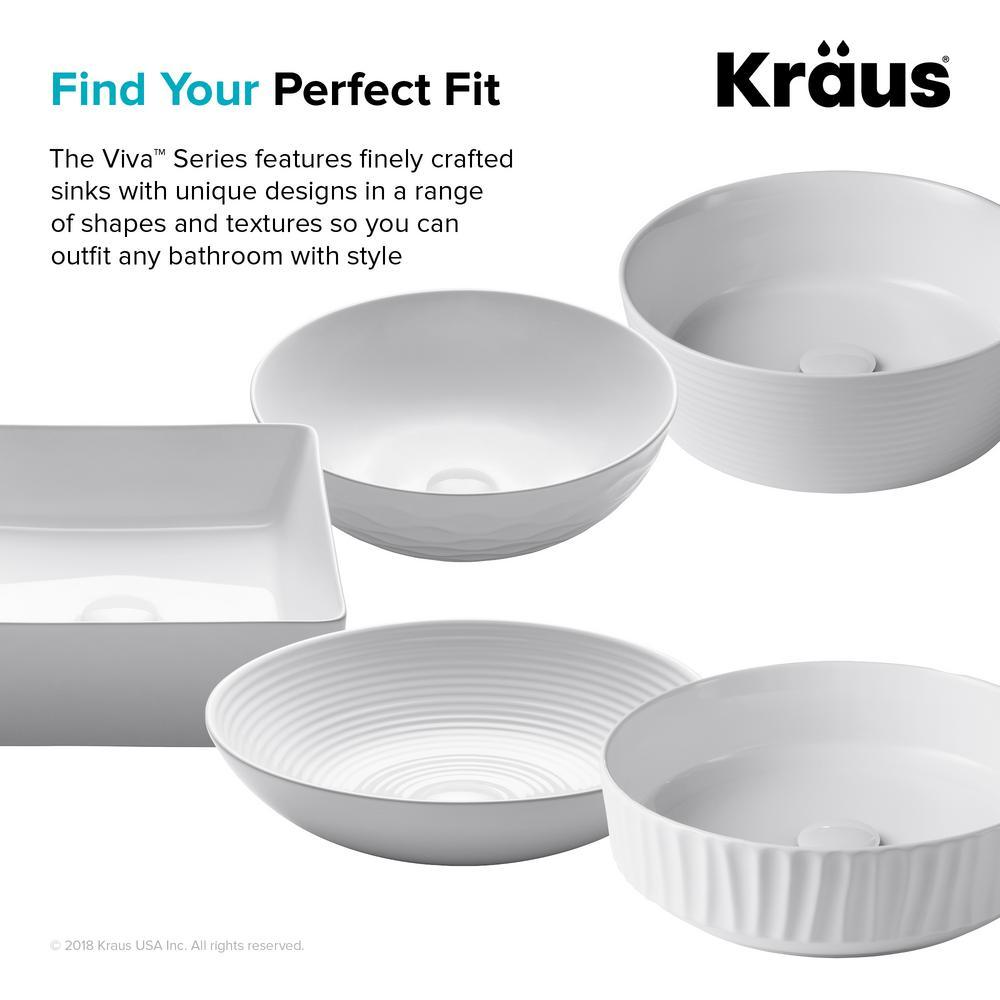 Viva 16-1/2 in. Round Porcelain Ceramic Vessel Sink in White - Super Arbor
