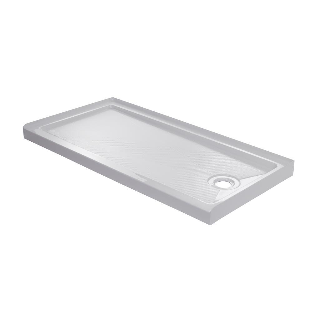 Lagoon 60 in. x 76 in. Right Drain Alcove Shower Kit in Ash Grey and Silver Hardware - Super Arbor
