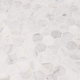 Calacatta Cressa Hexagon 12 in. x 12 in. x 10mm Honed Marble Mesh-Mounted Mosaic Tile (9.8 sq. ft./Case) - Super Arbor