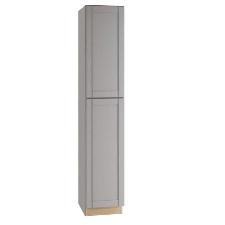 Home Decorators Collection Washington Veiled Gray Plywood Shaker Assembled Utility Pantry Kitchen Cabinet Soft Close 18 in W x 24 in D x 96 in H