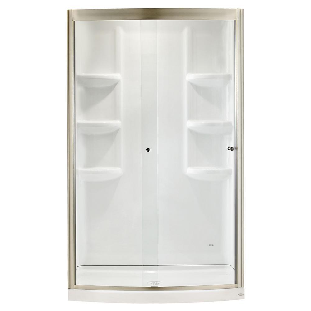 Ovation Curve 30 in. x 48 in. Single Threshold Shower Base in Arctic White - Super Arbor
