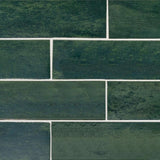 Typhoon Green 3 in. x 18 in. Subway Gloss Porcelain Wall and Floor Tile (10.76 sq. ft./Case) by Jeffrey Court