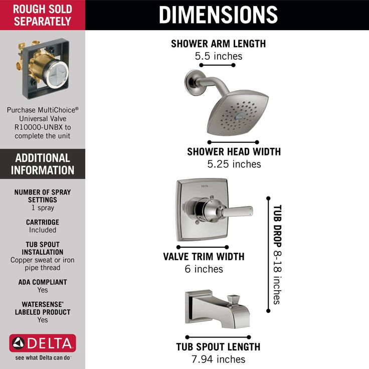 Delta Ashlyn Stainless 1-Handle Bathtub and Shower Faucet