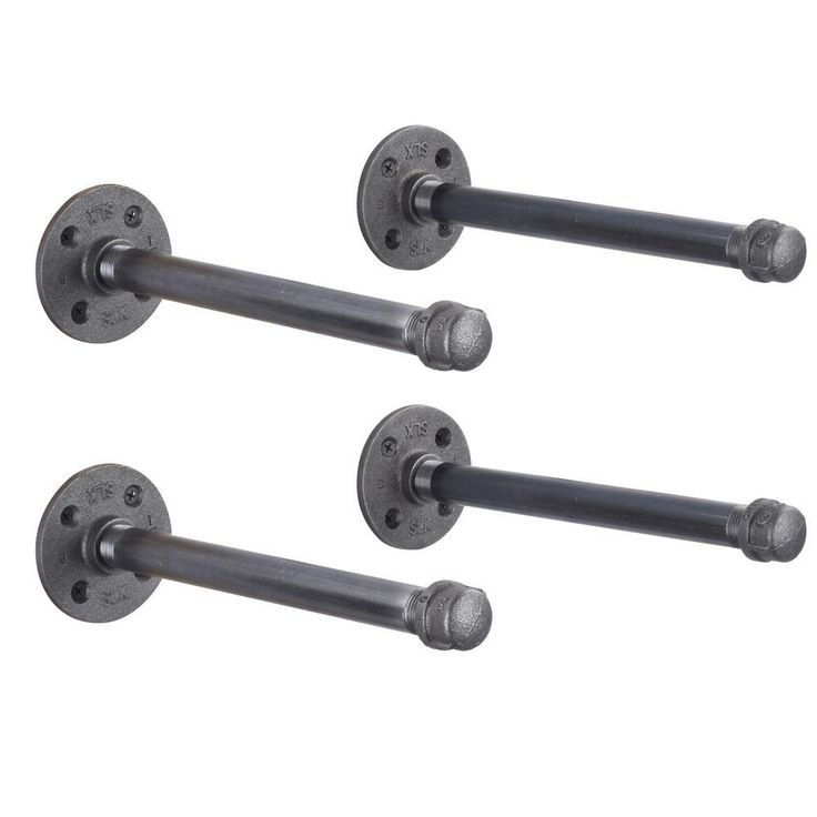 1/2 in. Black Pipe 12 in. L Wall Mounted Shelf Bracket Kit (4-Pack)