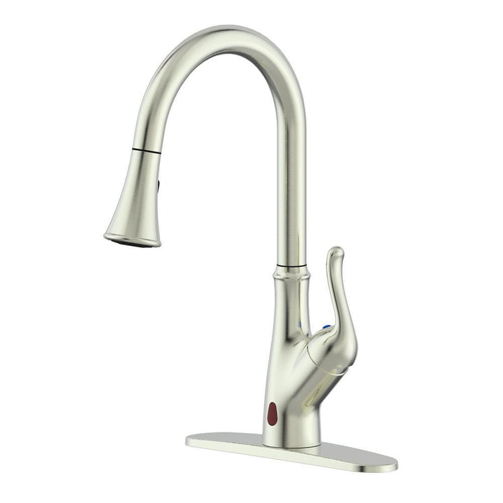 Brisbane Single-Handle Pull Down Sprayer Sensor Kitchen Faucet  Brushed Nickel - Super Arbor