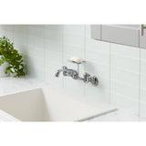 2-Handle Wall-Mount Kitchen Faucet with Soap Dish in Chrome - Super Arbor