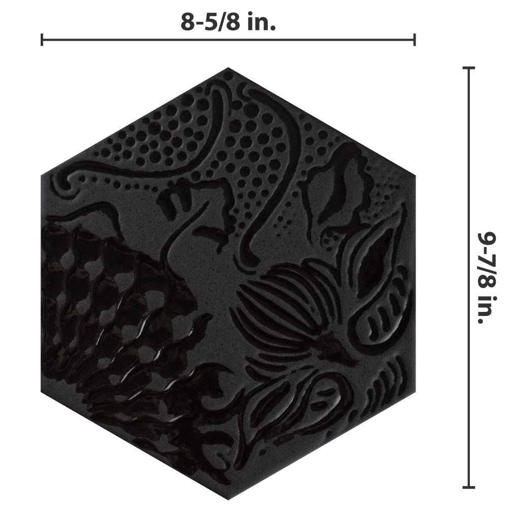 Gaudi Lux Hex Black 8-5/8 in. x 9-7/8 in. Porcelain Floor and Wall Tile (11.56 sq. ft./Case)