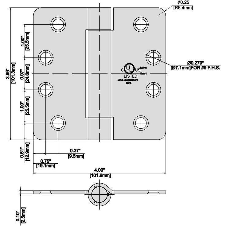 4 in. Satin Chrome 1/4 in. Radius Adjustable Spring Door Hinge