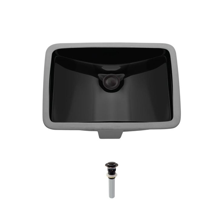 MR Direct Undermount Porcelain Bathroom Sink in Black with Pop-Up Drain in Antique Bronze