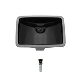 MR Direct Undermount Porcelain Bathroom Sink in Black with Pop-Up Drain in Antique Bronze