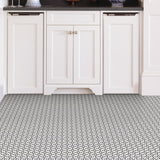 FloorPops Fleur Black & White 12-in x 12-in Peel and Stick Vinyl Floor Tiles, Water-Resistant, 20-sq ft Coverage