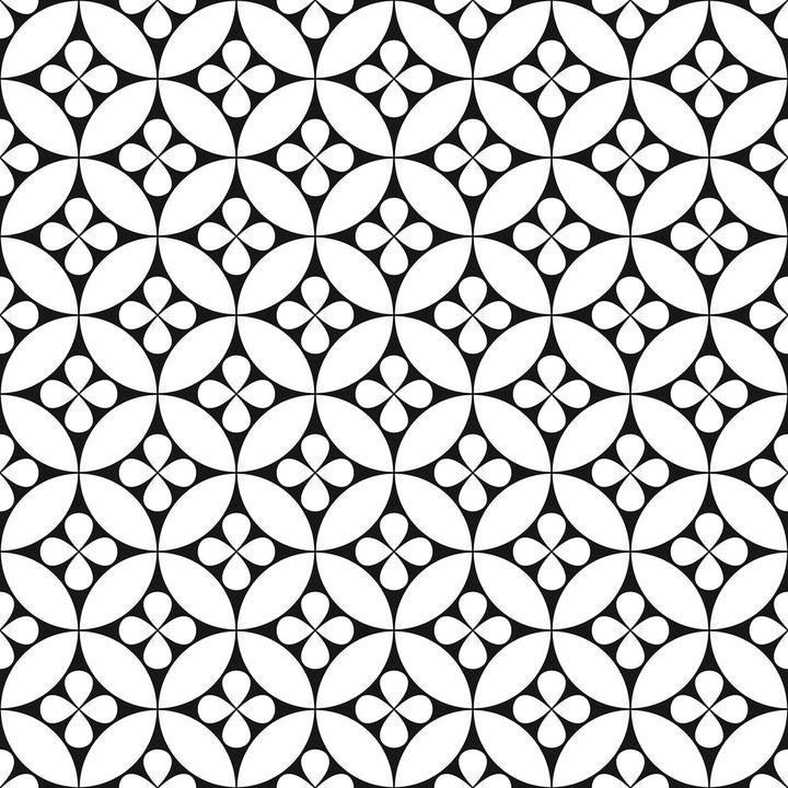 FloorPops Fleur Black & White 12-in x 12-in Peel and Stick Vinyl Floor Tiles, Water-Resistant, 20-sq ft Coverage