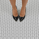 FloorPops Fleur Black & White 12-in x 12-in Peel and Stick Vinyl Floor Tiles, Water-Resistant, 20-sq ft Coverage