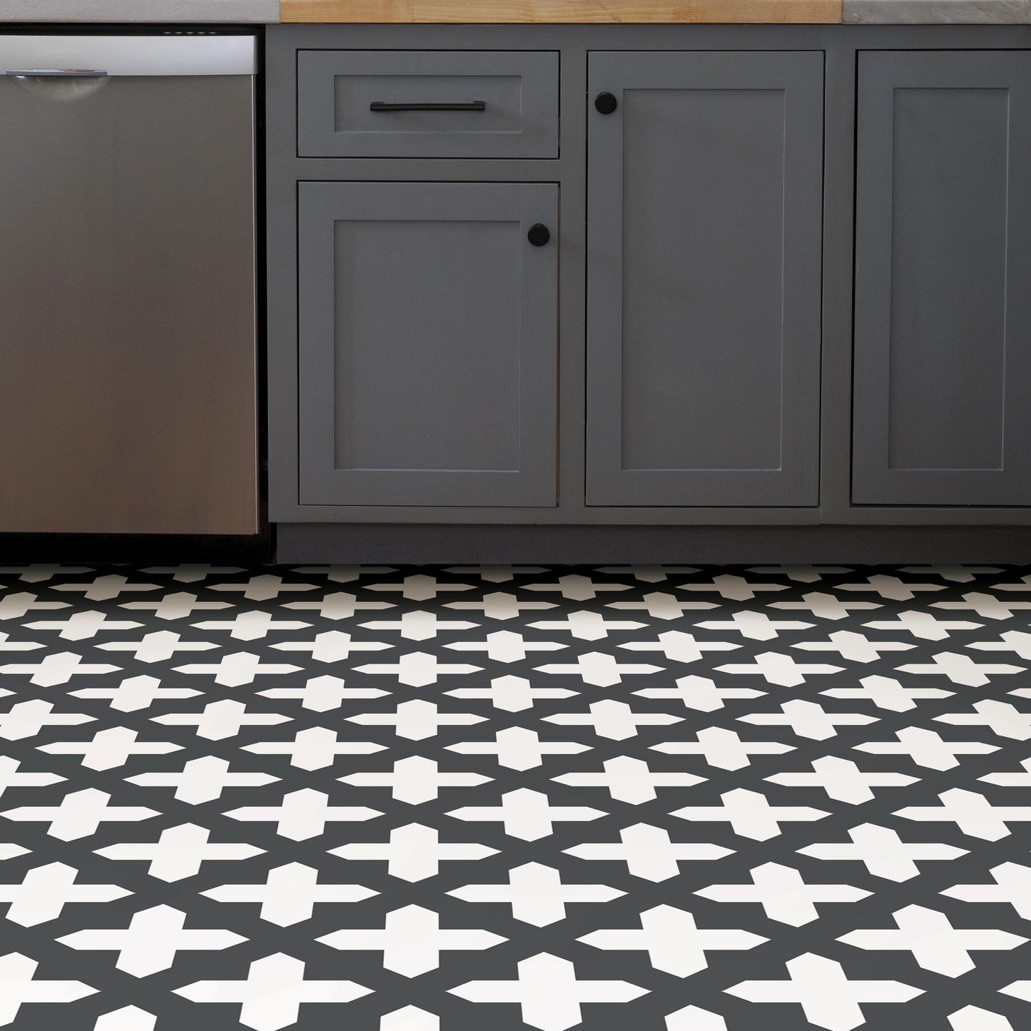 FloorPops Black 12-in x 12-in Water Resistant Peel and Stick Vinyl Tile Flooring (20-sq ft)