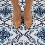 FloorPops Marrakesh Blue 12-in x 12-in Water-Resistant Peel-and-Stick Vinyl Tile Flooring, 20-sq ft Carton