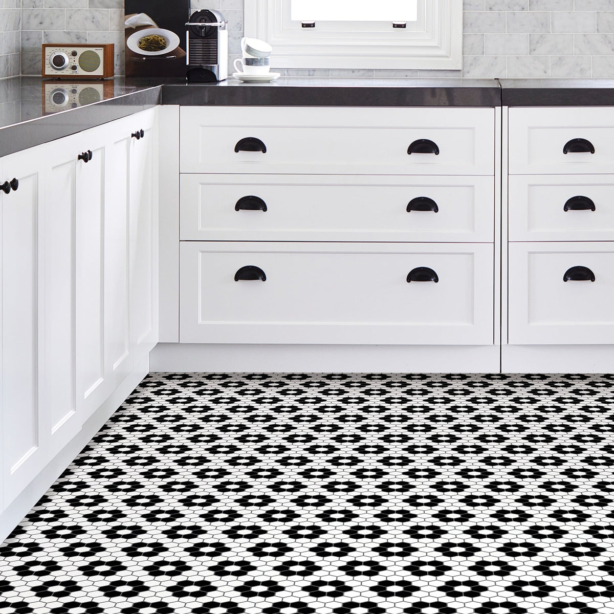 FloorPops Black 12-in x 12-in Water Resistant Peel and Stick Vinyl Tile Flooring (20-sq ft)