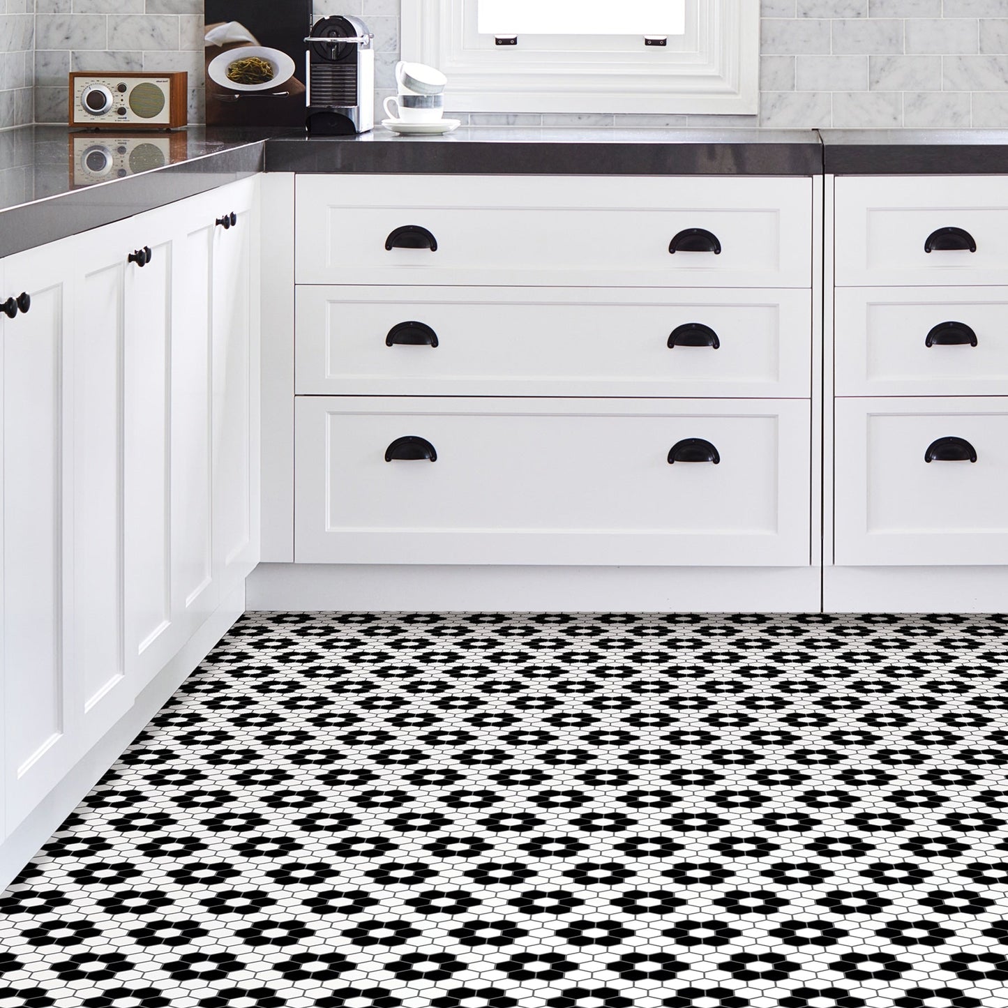 FloorPops Black 12-in x 12-in Water Resistant Peel and Stick Vinyl Tile Flooring (20-sq ft)
