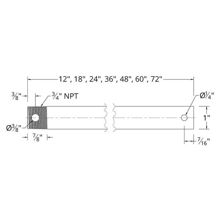 36 in. Matte White Ceiling Fan Extension Downrod for Modern Forms or WAC Lighting Fans