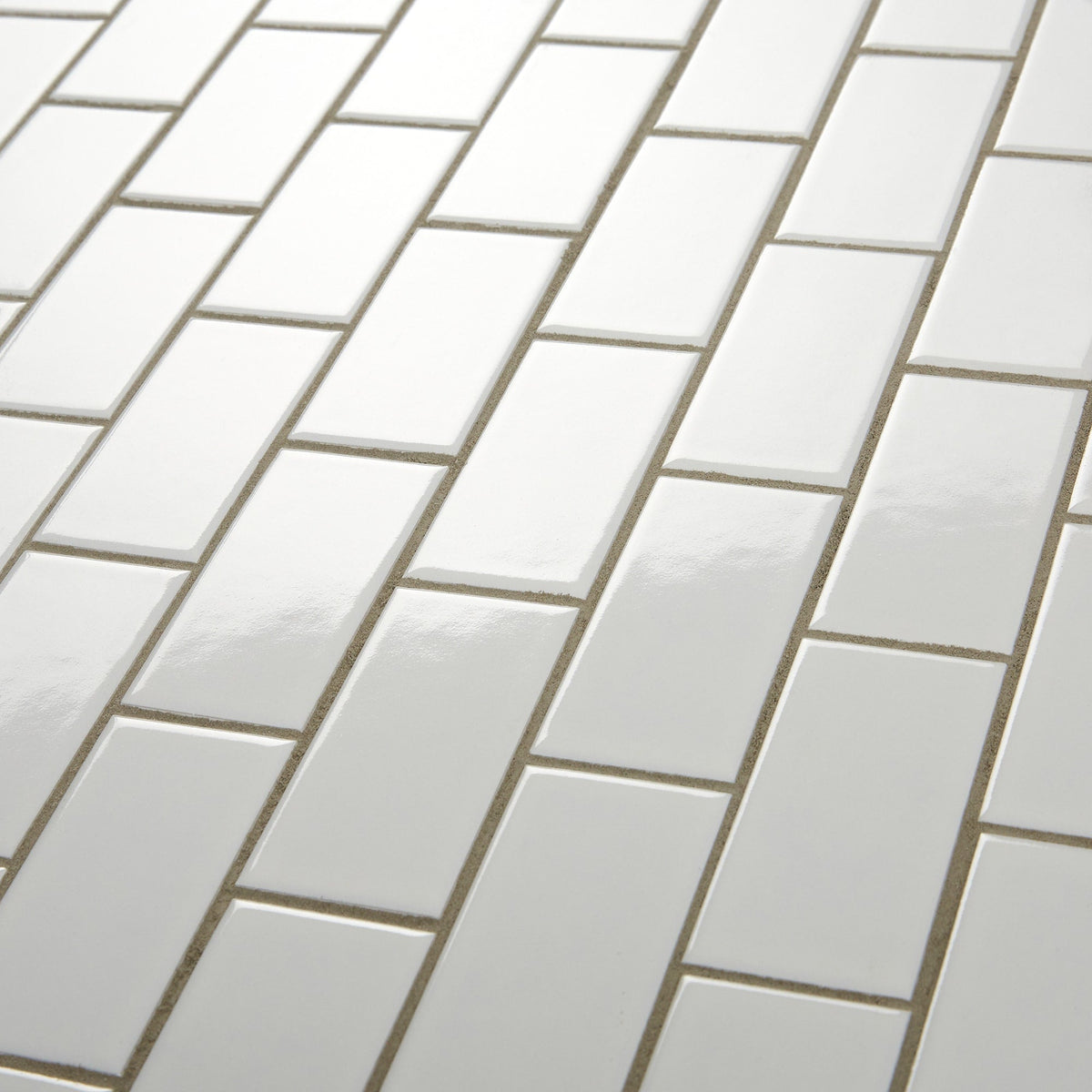 Satori Hudson Brilliant White 12-in x 12-in Glossy Porcelain Subway Mosaic Wall Tile (0.74-sq. ft/ Piece)