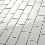 Satori Hudson Brilliant White 12-in x 12-in Glossy Porcelain Subway Mosaic Wall Tile (0.74-sq. ft/ Piece)
