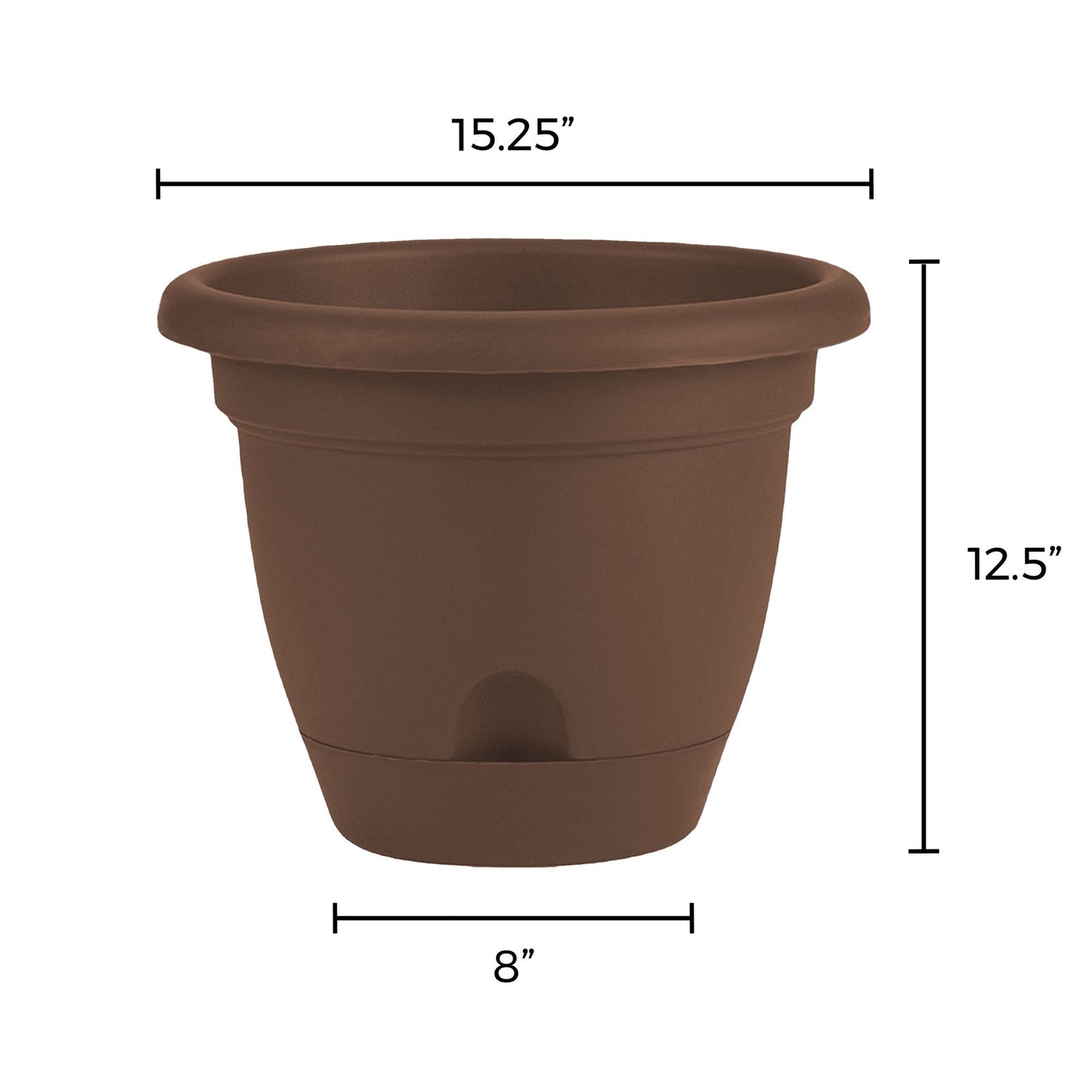 Bloem Lucca Self Watering Planter 14" Chocolate