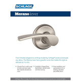 Merano Satin Nickel Privacy Bed/Bath Door Lever - Super Arbor