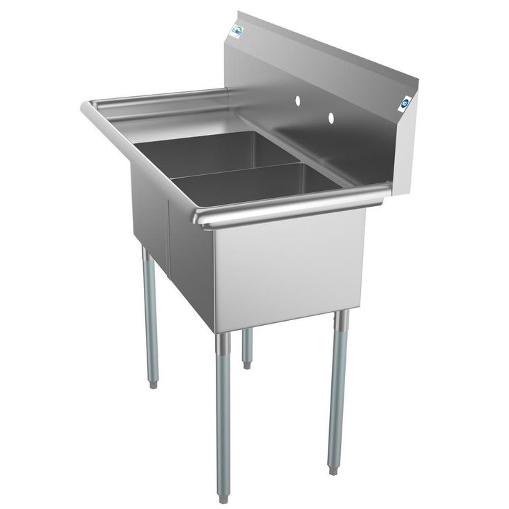 45 in. Freestanding Stainless Steel 2-Hole Triple Bowl Commercial Kitchen Sink