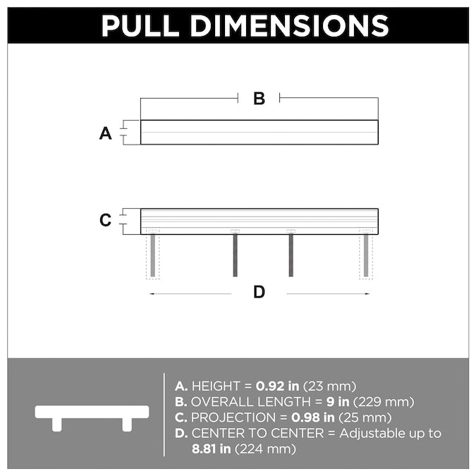 Brainerd Casual Column Adjusta-Pull (51 Mm To 224 mm) Center to Center Adjustable Rectangular Handle Drawer Pull