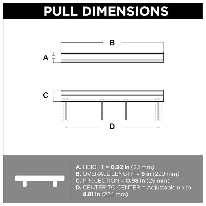 Brainerd Classic Contour Adjusta-Pull (51 Mm To 224 mm) Center to Center Adjustable Rectangular Handle Drawer Pull