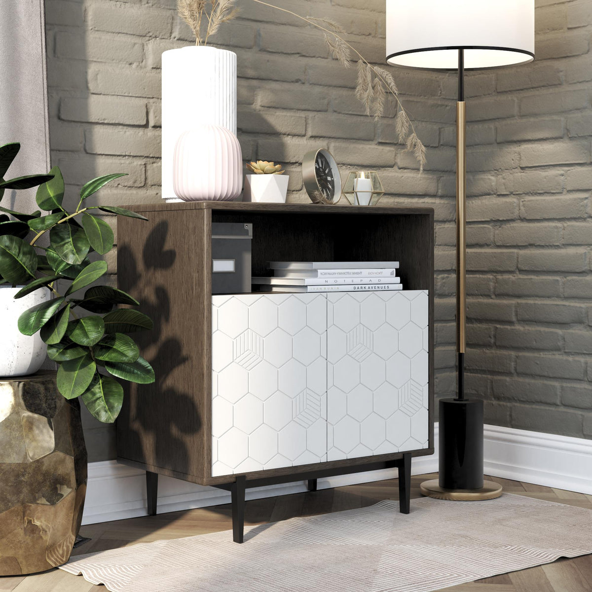 Ameriwood Home Olivia Contemporary/Modern Gray Metal Curio Cabinet