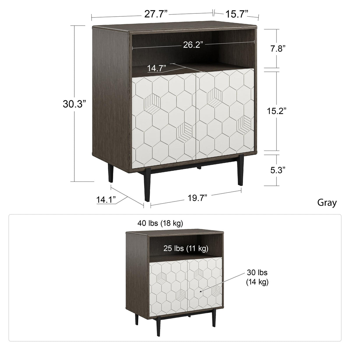 Ameriwood Home Olivia Contemporary/Modern Gray Metal Curio Cabinet