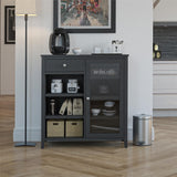Ameriwood Home Tuxedo Contemporary/Modern Black Curio Cabinet with Wine Storage