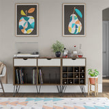 Ameriwood Home Concord Contemporary/Modern Homestead Oak Metal Curio Cabinet with Wine Storage