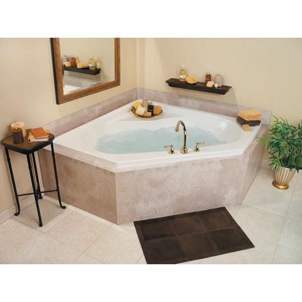 Cavalcade 60 in. Acrylic Center Drain Corner Drop-In Whirlpool Bathtub in White