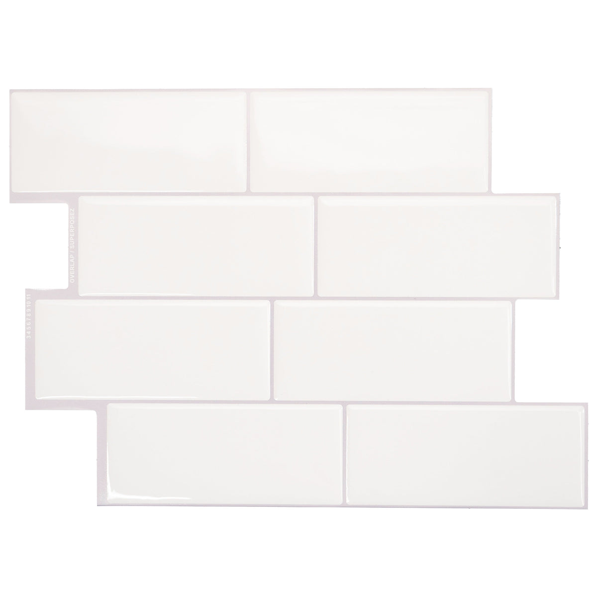 Smart Tiles Metro Campagnola White 11-in x 12-in Glossy Resin Subway Peel and stick Wall Tile product image