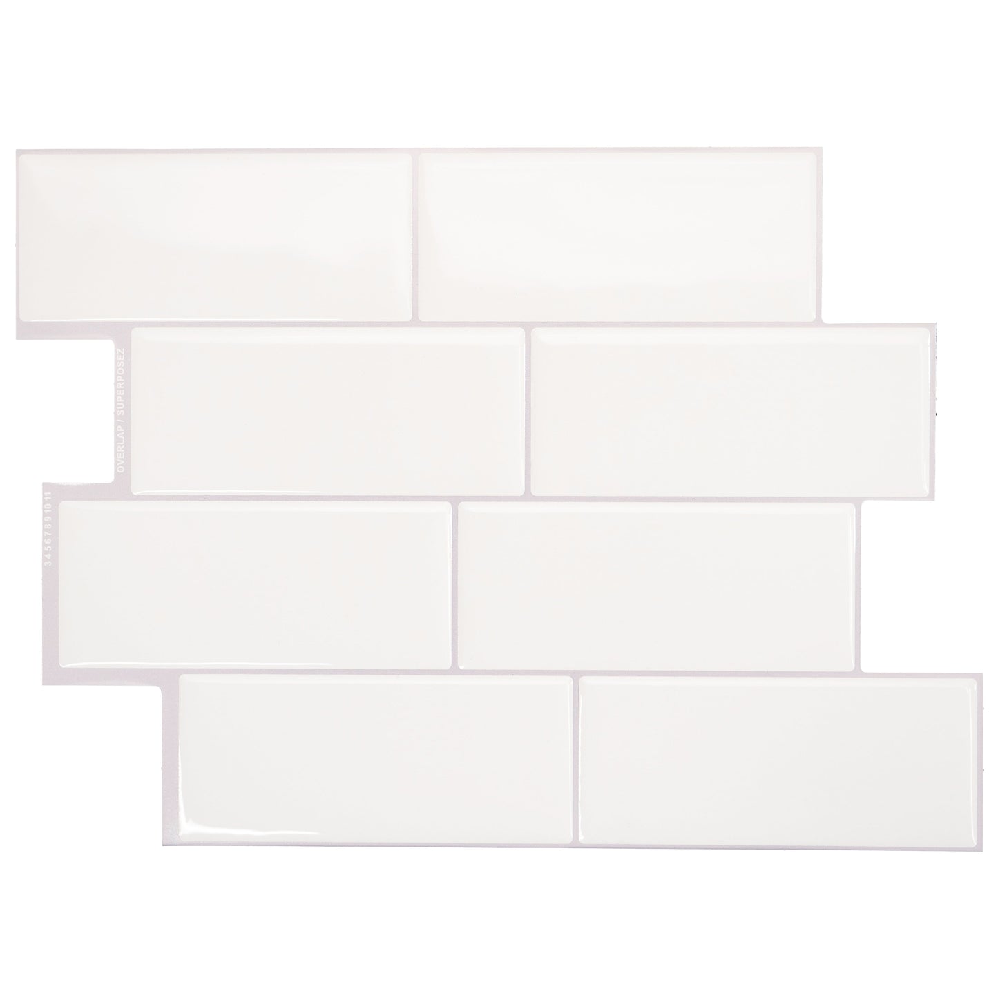 Smart Tiles Metro Campagnola White 11-in x 12-in Glossy Resin Subway Peel and stick Wall Tile product image